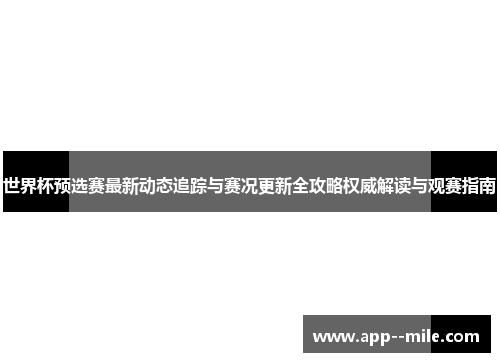 世界杯预选赛最新动态追踪与赛况更新全攻略权威解读与观赛指南