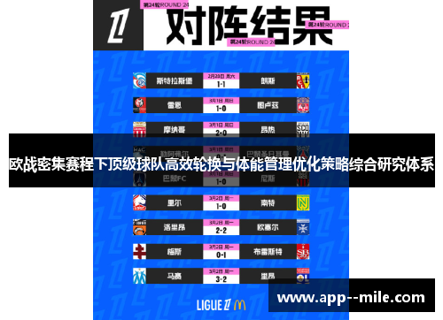 欧战密集赛程下顶级球队高效轮换与体能管理优化策略综合研究体系