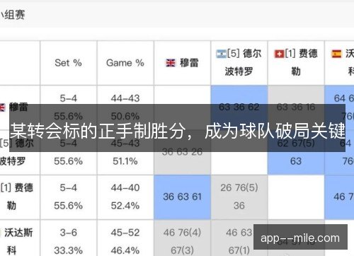 某转会标的正手制胜分，成为球队破局关键